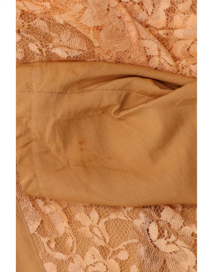 Vintage mujer Bolero chaqueta Reino Unido 14 lana floral beige medio