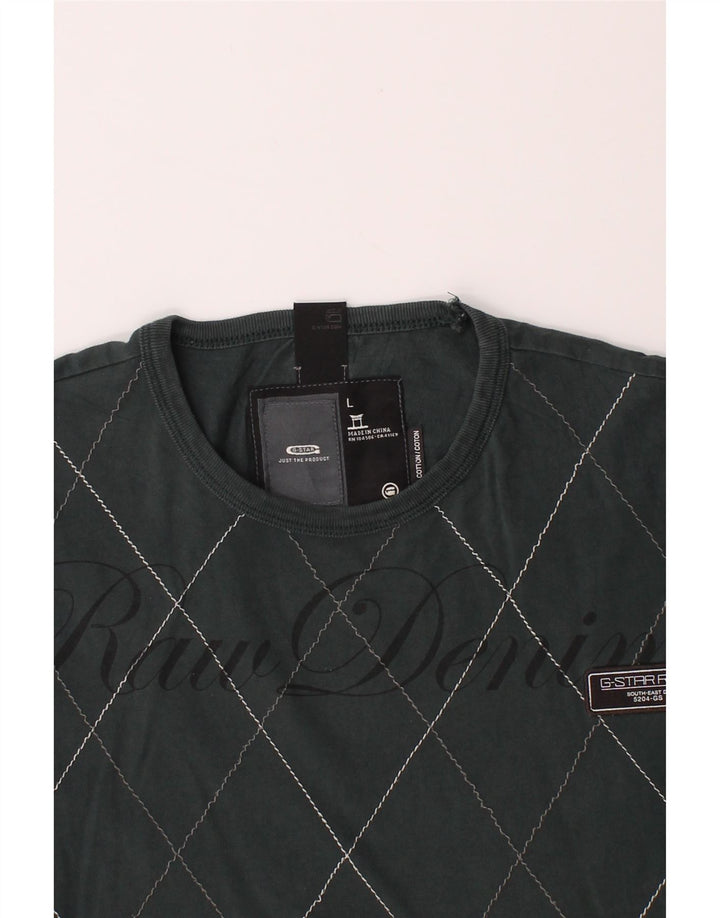 G-STAR Camiseta gráfica para hombre Top grande gris Argyle/Diamond Cotton