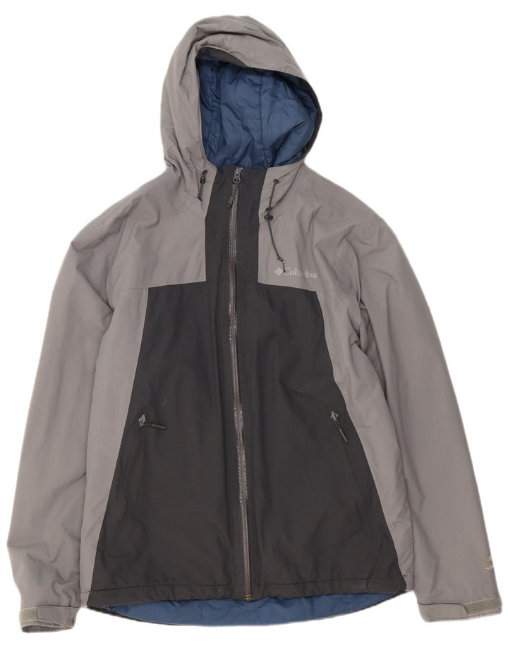 Columbia Chaqueta cortavientos con capucha para hombre UK 38 Gris medio Colorblock