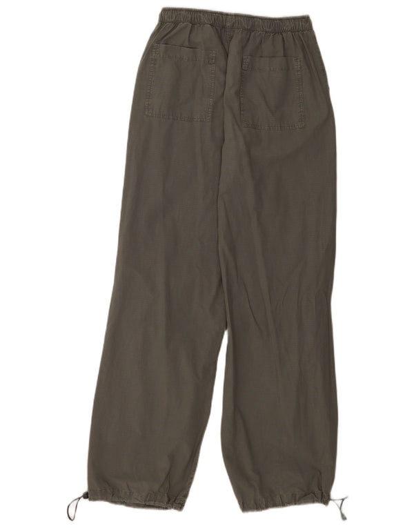 Zara Mujer Pantalones Casuales De Pierna Ancha EU 34 2XS W24 L30 Algodón A Cuadros Gris