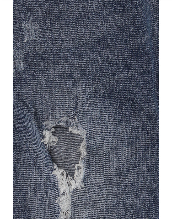 Zara Mujer Vaqueros Slim Desgastados W36 L28 Poliéster Azul