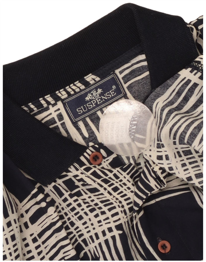 Camisa tipo jersey de manga corta para hombre Suspense Viscosa a cuadros azul marino grande