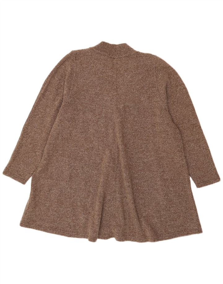 Vintage mujer longline oversized cardigan suéter Reino Unido 14 lana marrón medio