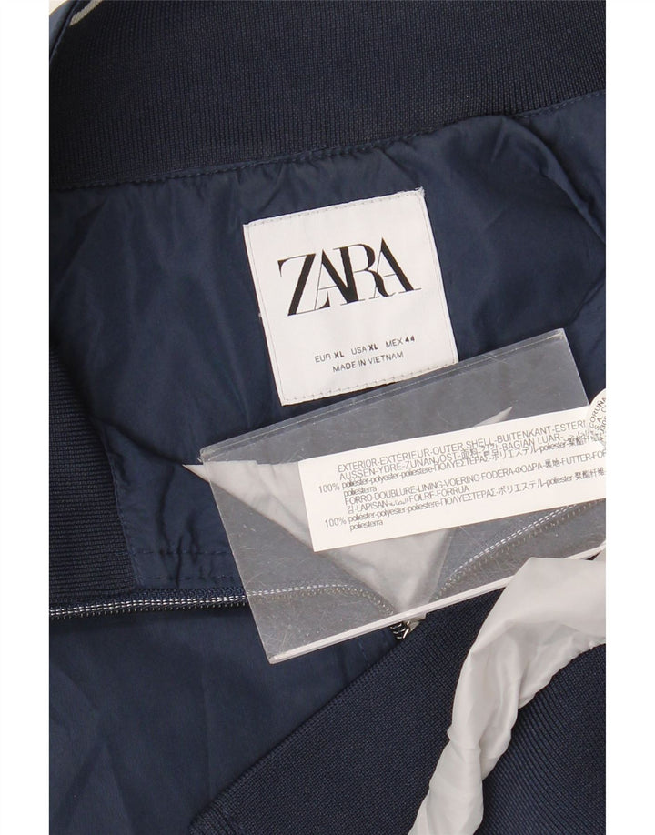 Zara Hombre Cazadora Bomber UK 42 XL Azul Marino Poliéster