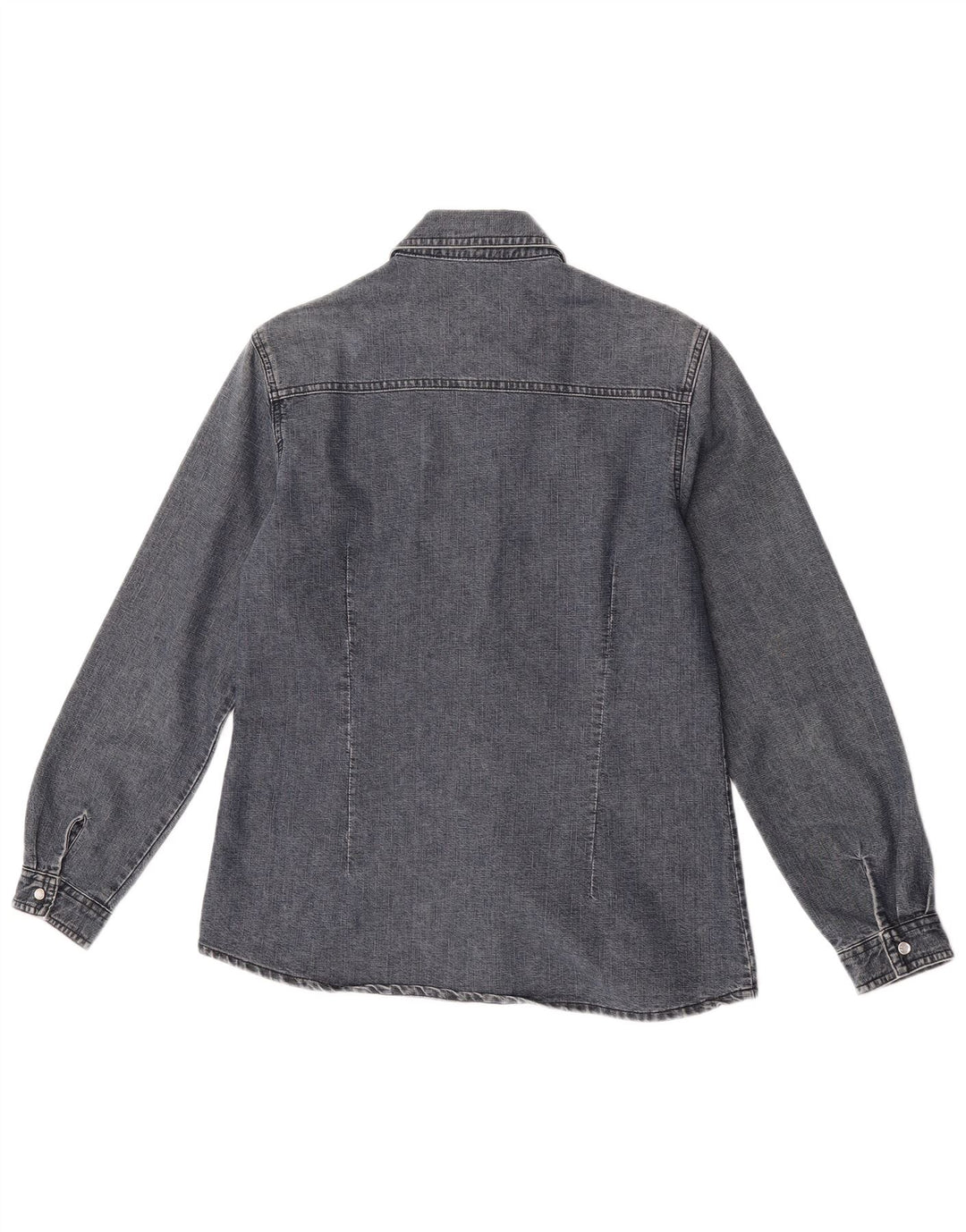 Vintage mujer camisa de mezclilla Reino Unido 14 algodón gris medio