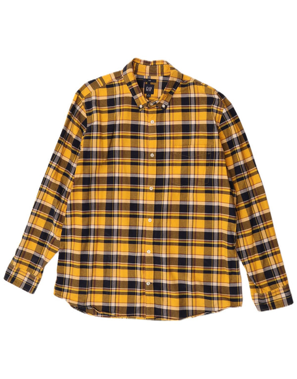 Camisa de franela delgada para hombre Gap 2XL Algodón a cuadros amarillos