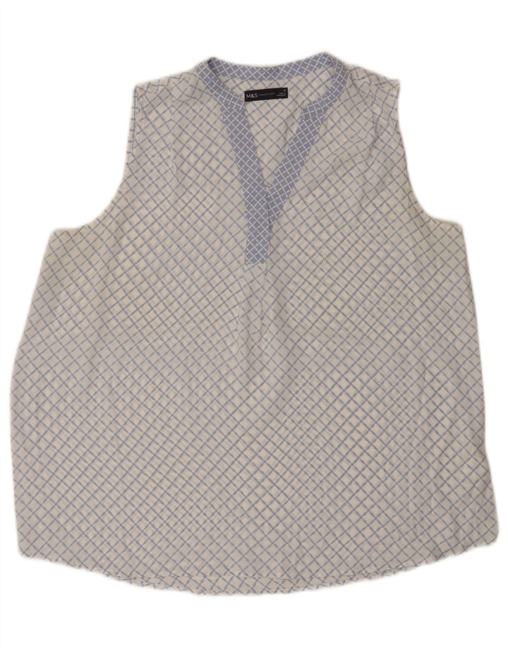Marks & Spencer Blusa sin mangas para mujer UK 46 Grande Azul Geométrico
