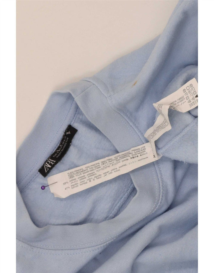 Zara Mujer Crop Sudadera Jumper UK 10 Small Azul Poliéster