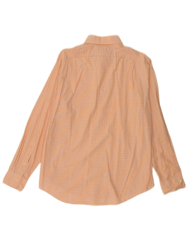 Polo Ralph Lauren Camisa Regent Custom Fit para hombre Talla 17 XL Cuadros naranja