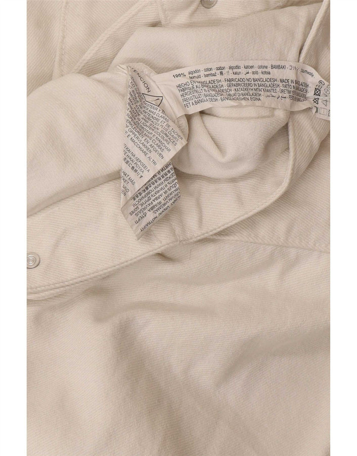 Zara Mujer Crop Chaqueta Vaquera Extragrande UK 6 XS Algodón Blanco