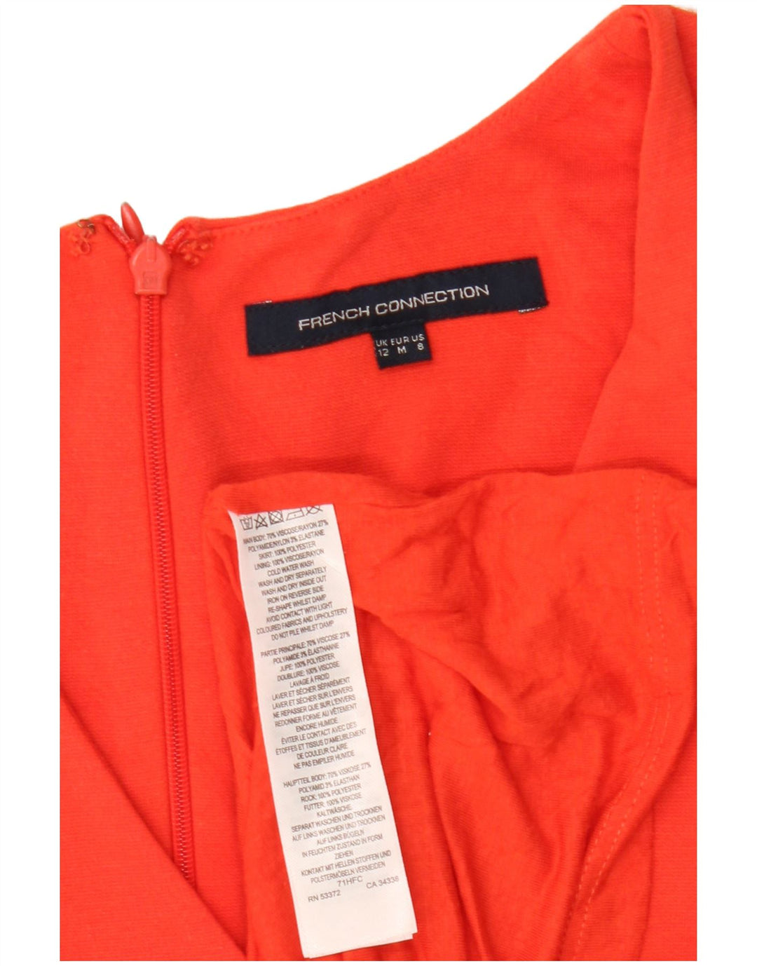 French Connection Vestido acampanado sin mangas para mujer UK 42 Naranja mediano