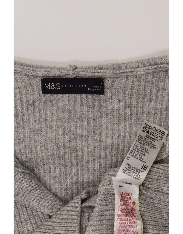 Marks & Spencer Suéter tipo cárdigan con capucha para mujer UK 40 Poliéster gris medio