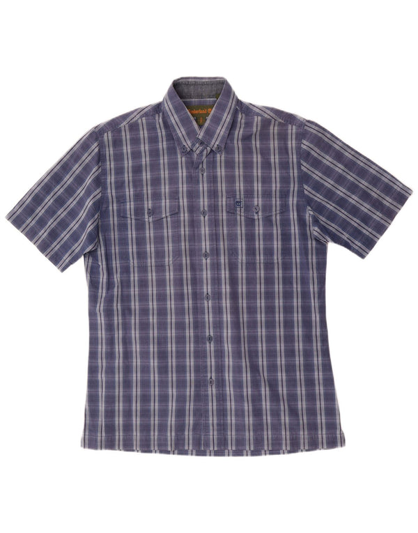 Timberland Camisa De Manga Corta Para Hombre Small Blue Check Cotton