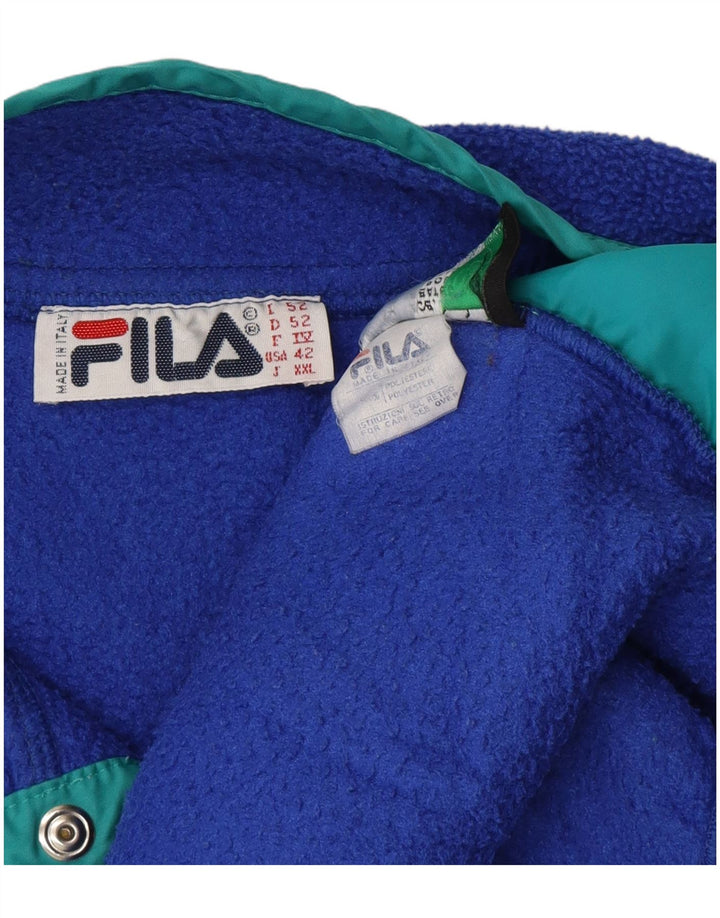 Fila Jersey de forro polar con cuello y botones para hombre IT 52 Poliéster azul grande