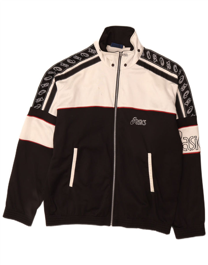 Asics Mens Graphic Chándal Top Chaqueta IT 50 Medium Negro Colorblock