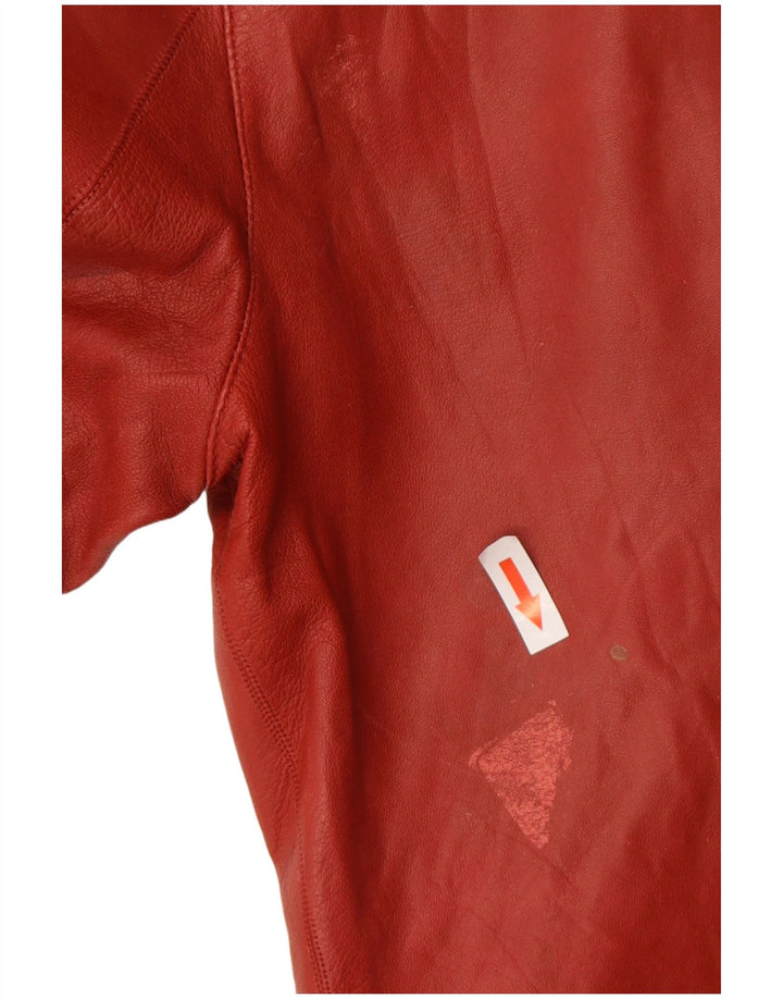 Massimo Dutti Chaqueta Biker de Cuero para Hombre UK 36 Small Cuero Rojo