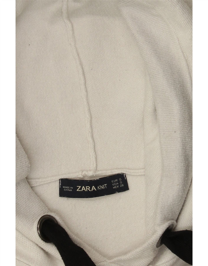 Zara Mujer Jersey De Gran Tamaño Con Capucha Suéter UK 10 Small Blanco