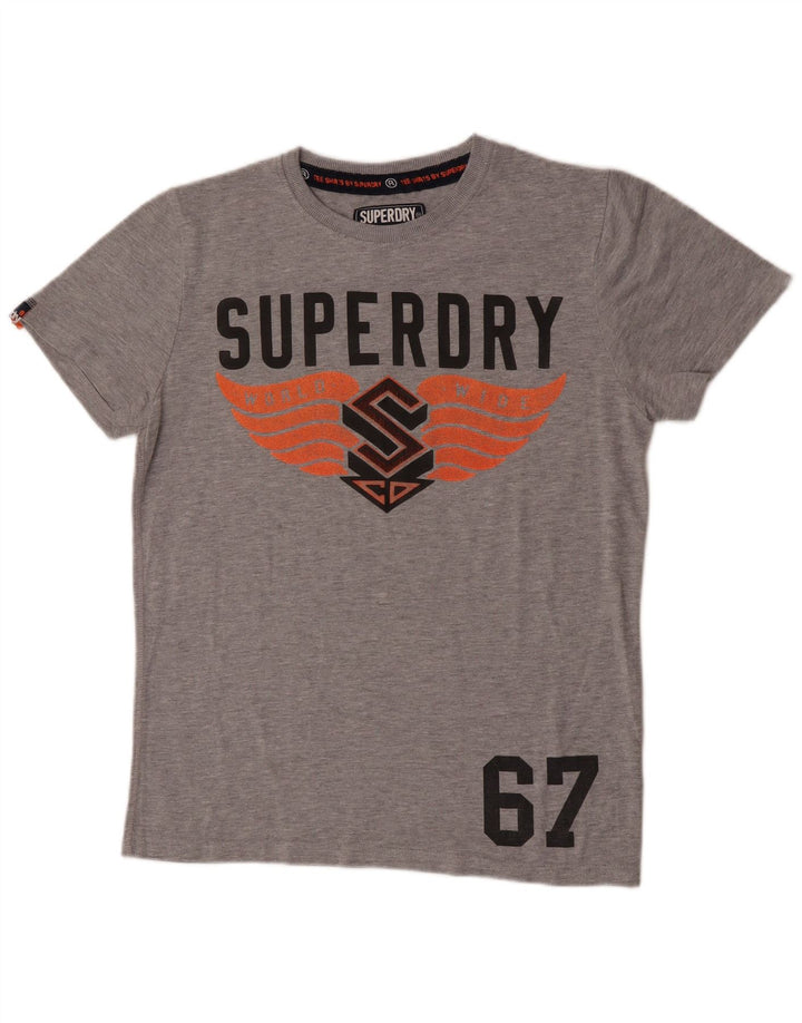 Superdry Hombre Camiseta Gráfica Top Gris Medio