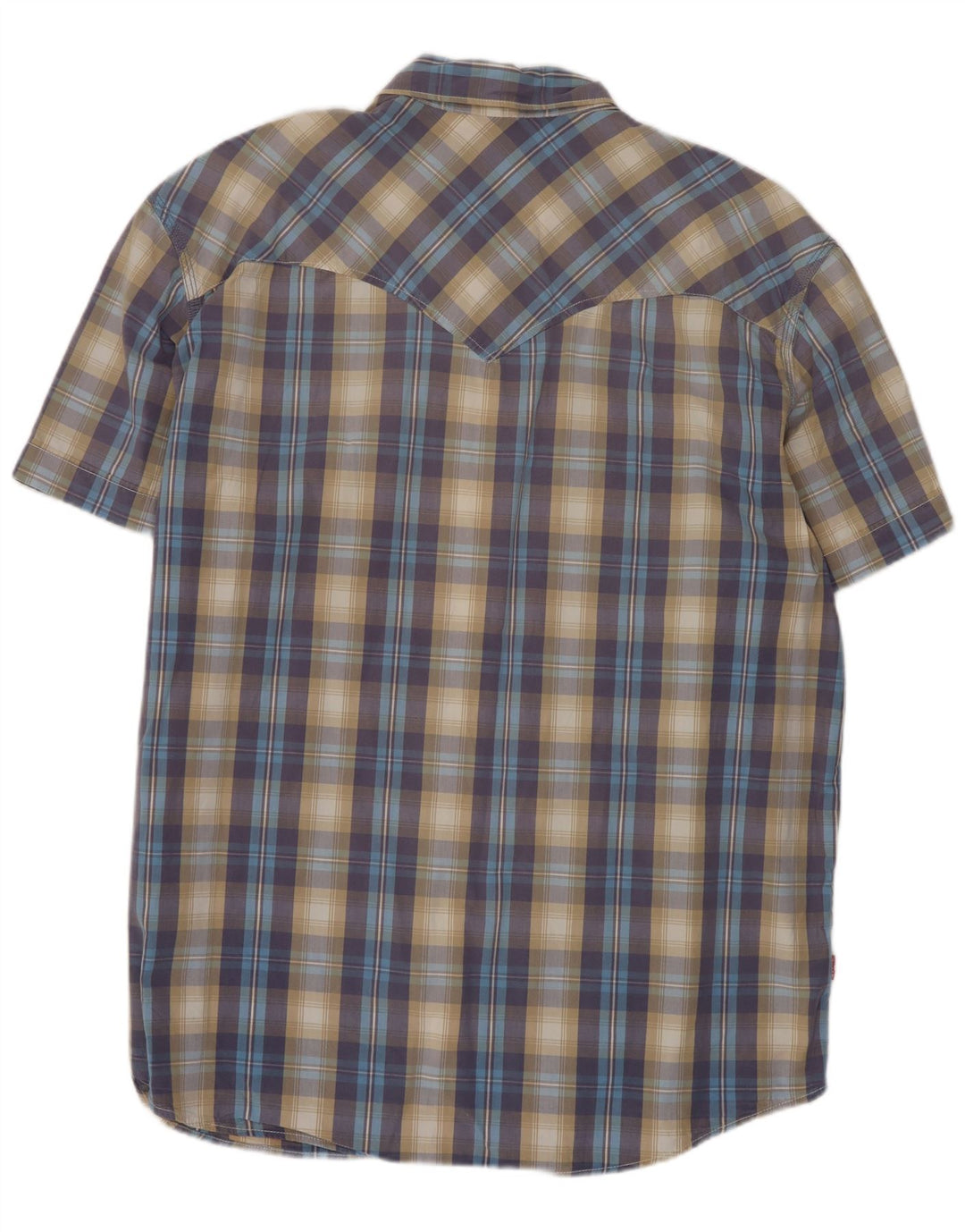 Levi's Camisa de manga corta para hombre, ajuste estándar, talla 2XL, algodón a cuadros azules