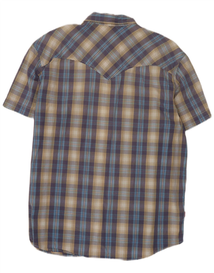 Levi's Camisa de manga corta para hombre, ajuste estándar, talla 2XL, algodón a cuadros azules