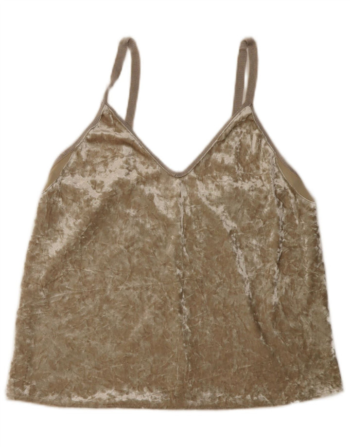 Zara Mujer Crop Top Cami De Terciopelo Reino Unido 42 Medio Beige