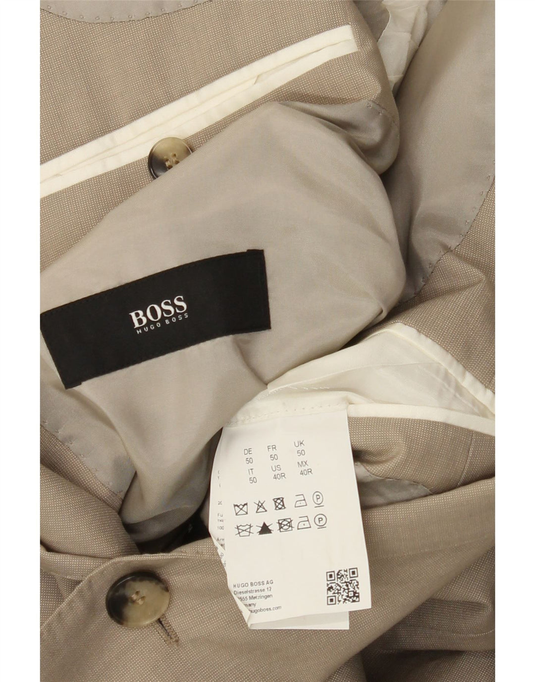 Hugo Boss Chaqueta tipo blazer de 2 botones para hombre EU 50 Grande Lana beige
