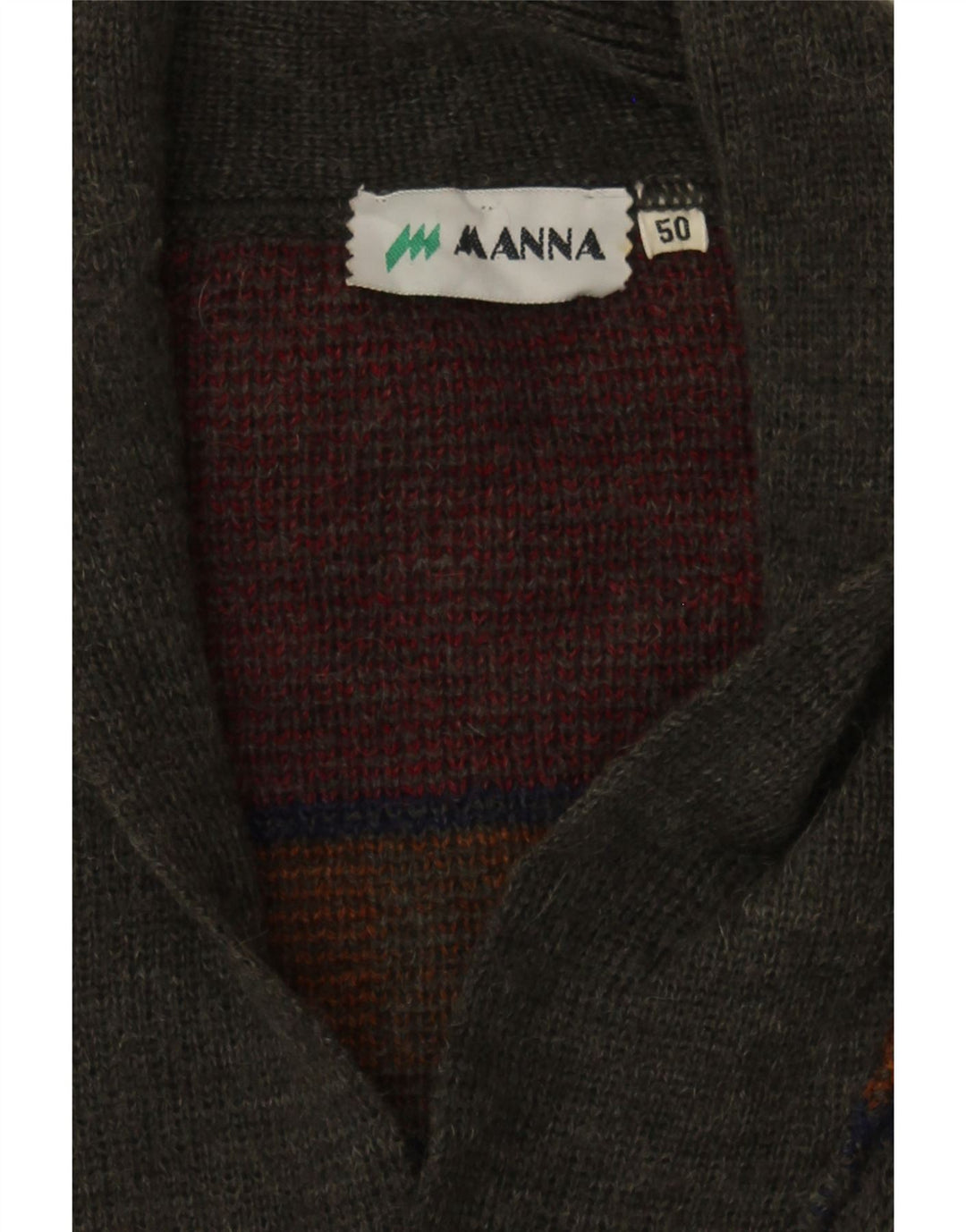 MANNA Mens Cardigan Sweater Size 50 Medium Grey Geometric Acrylic Vintage Manna and Second-Hand Manna from Messina Hembry 