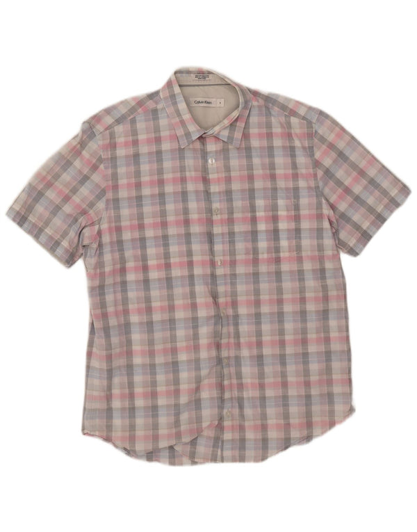 Calvin Klein Camisa De Manga Corta De Algodón A Cuadros Multicolor Mediano Hombre