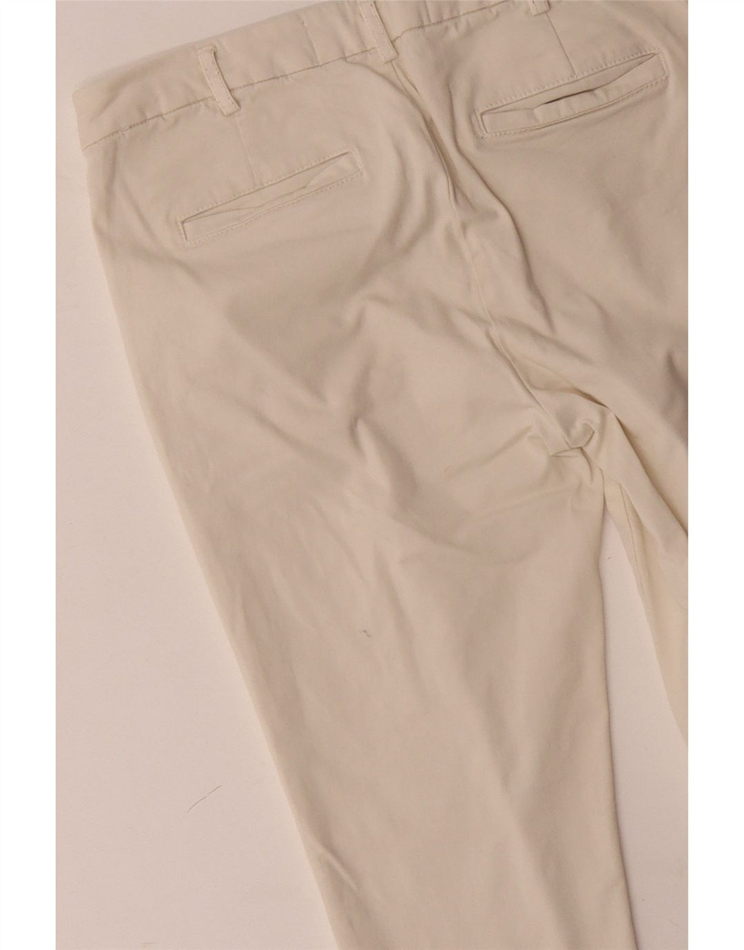 BENETTON Pantalones chinos ajustados para mujer UK 12 Medium W32 L28 Algodón blanco roto
