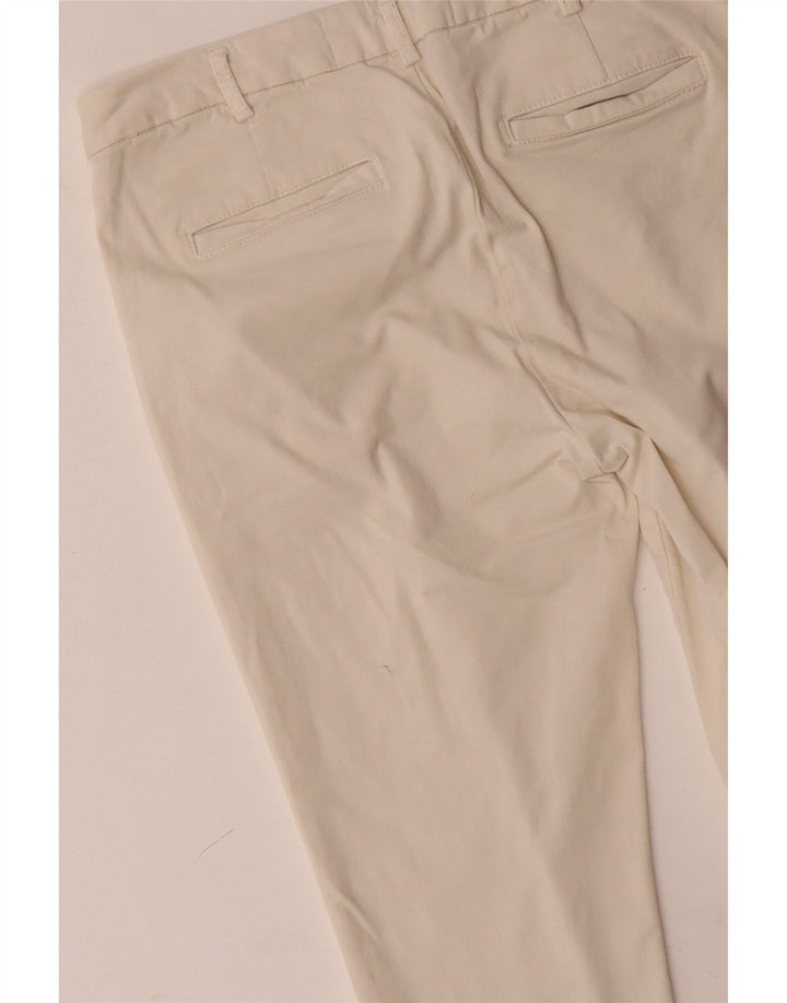 BENETTON Pantalones chinos ajustados para mujer UK 12 Medium W32 L28 Algodón blanco roto