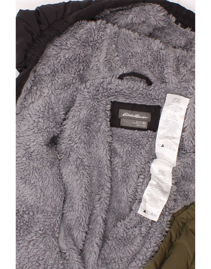 Eddie Bauer Chaqueta acolchada con capucha para niños 7-8 años Small Caqui Colorblock