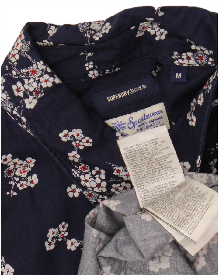 SUPERDRY Camisa de Manga Corta para Hombre Modal Floral Azul Marino Mediano