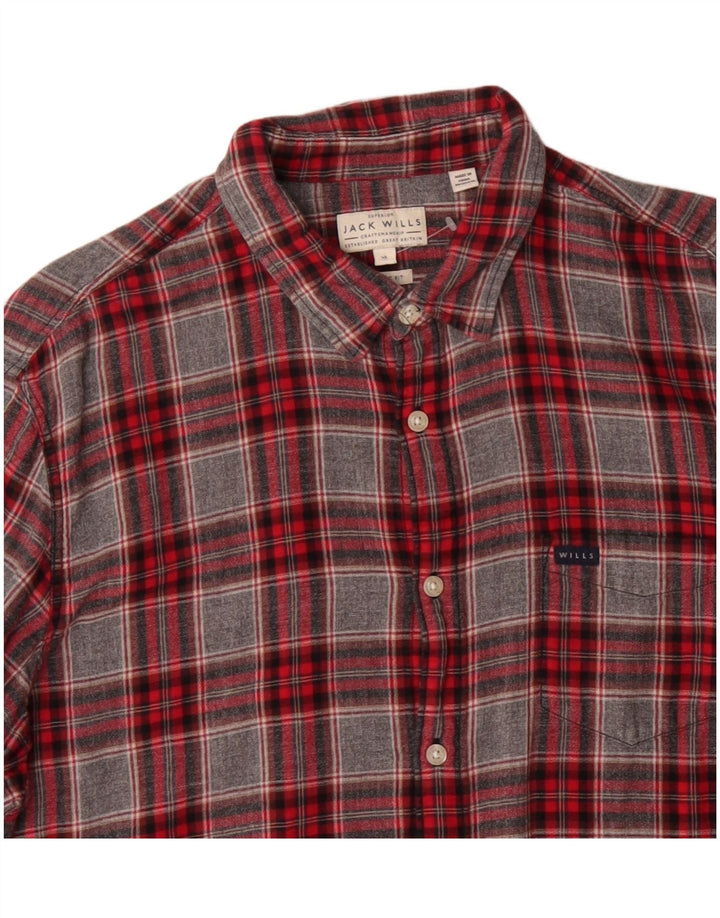 Jack Wills Camisa de franela de corte regular para hombre XL Algodón a cuadros gris