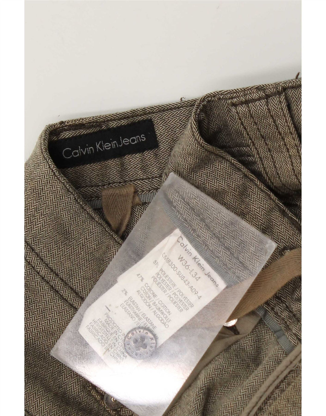 Pantalones cargo rectos Calvin Klein para hombre W36 L34 gris en espiga