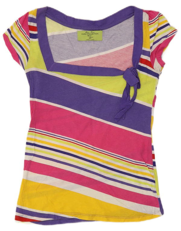 Zara Camiseta Mujer Top UK 40 Mediano Rayas Multicolor