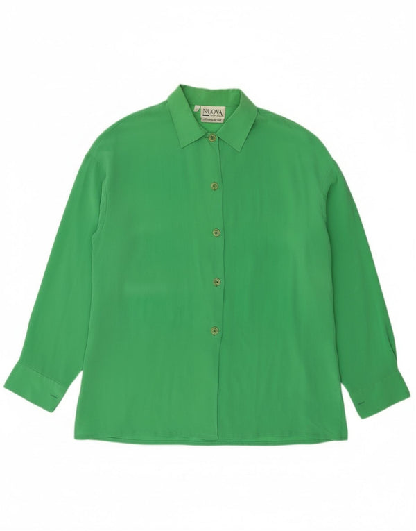 Blusa camisera para mujer Nuova Citta IT 48 XL Seda verde