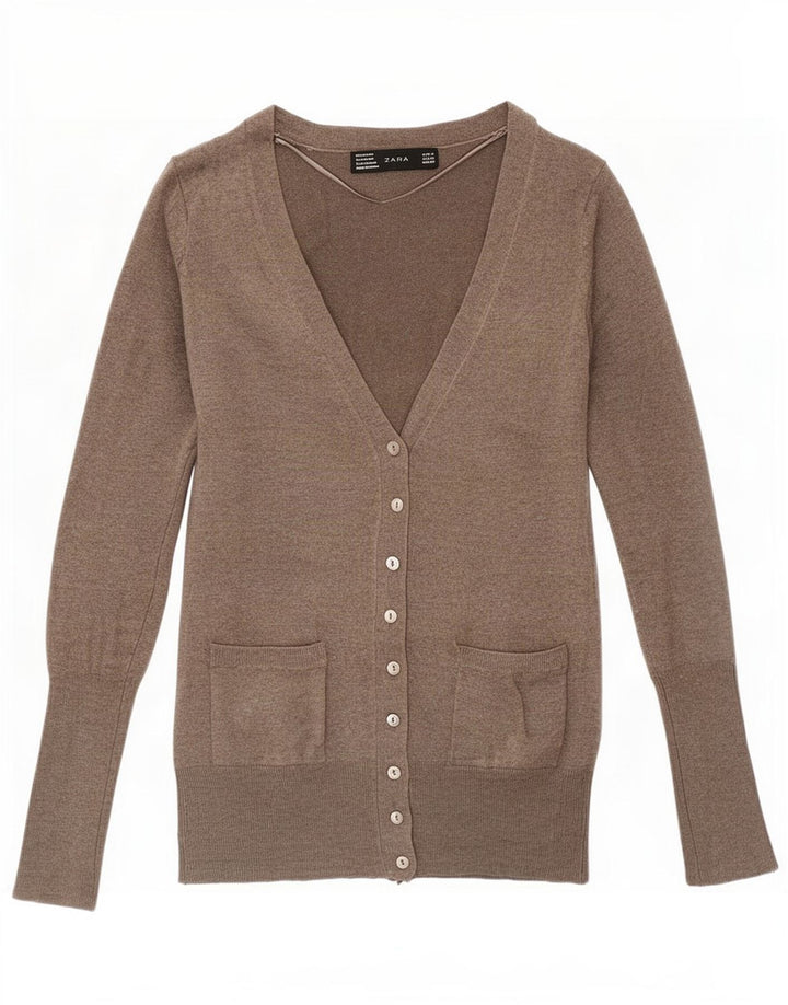 Zara Mujer Cárdigan Suéter UK 10 Pequeño Rayón Gris