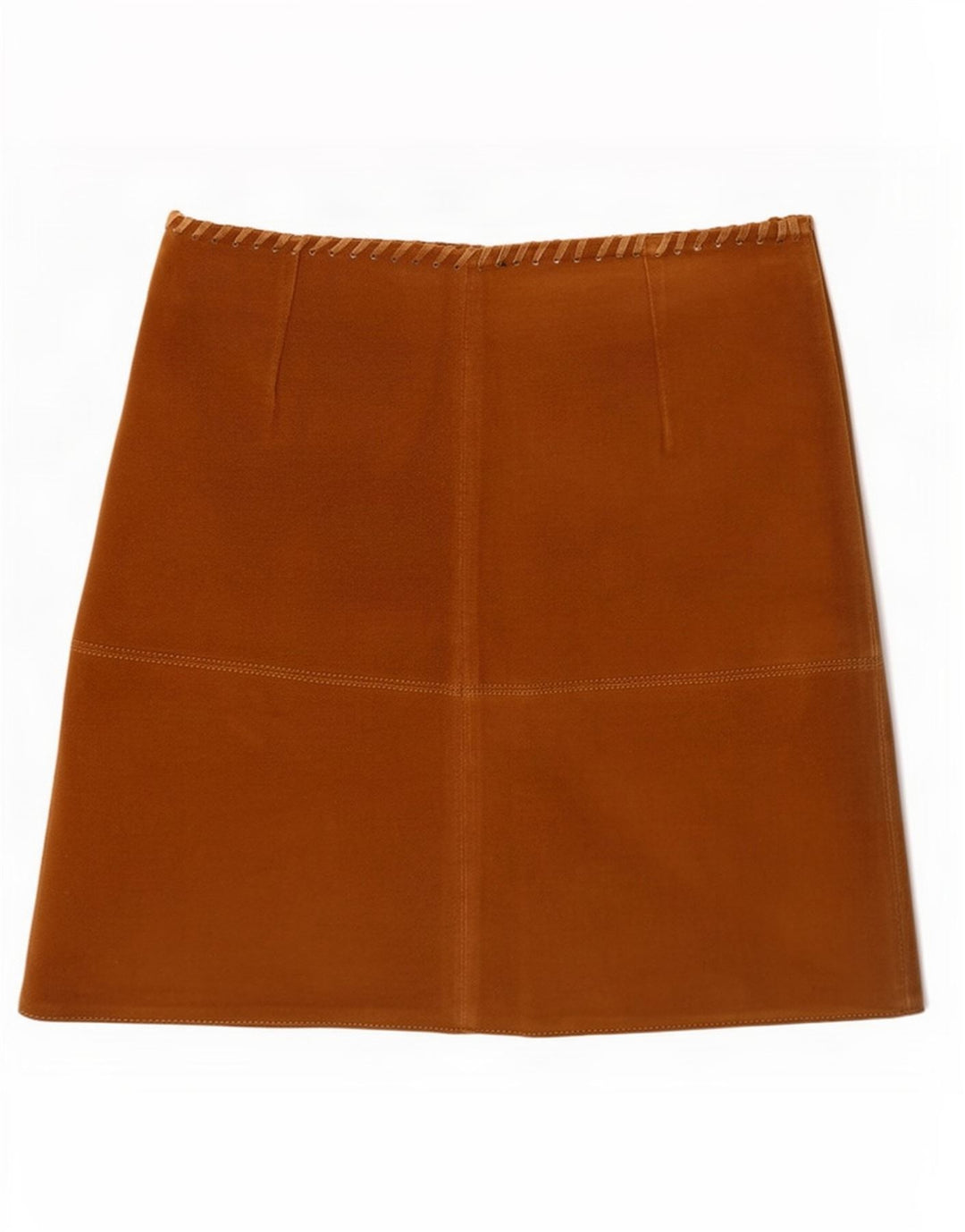 Zara Mujer Mini Falda Ante Mediana W28 Cuero Beige
