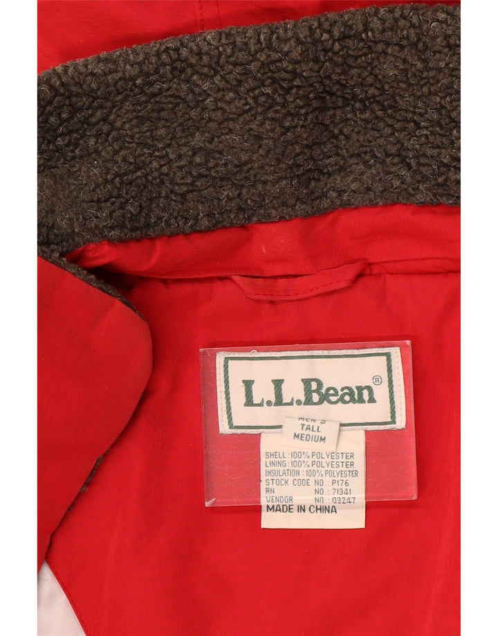 L.L.Bean Chaqueta de esquí alta con capucha para hombre UK 38 Poliéster rojo mediano