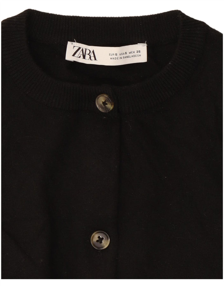 Zara Mujer Crop Cardigan Suéter UK 10 Small Negro