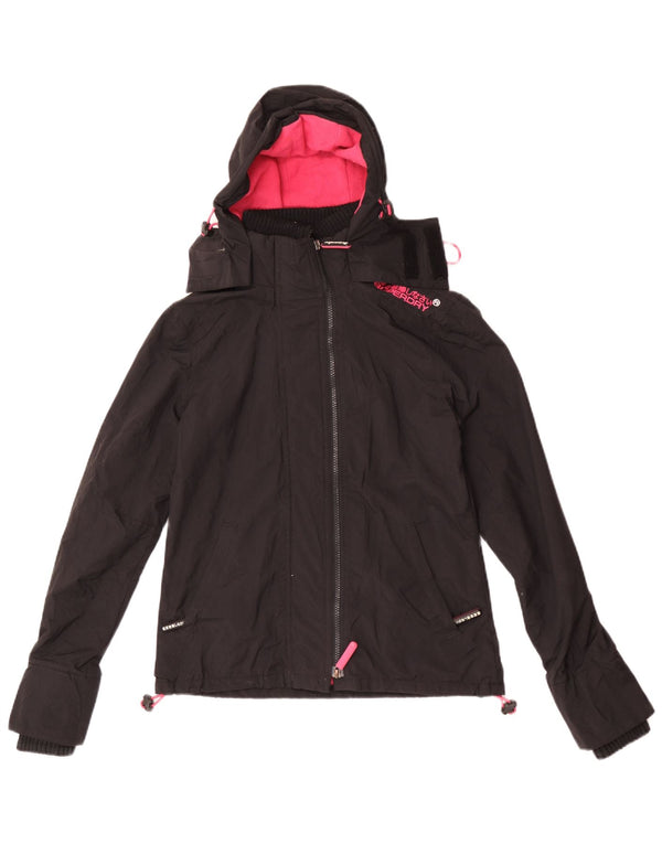 Superdry Chaqueta cortavientos con capucha para mujer UK 4 XS Black Nylon