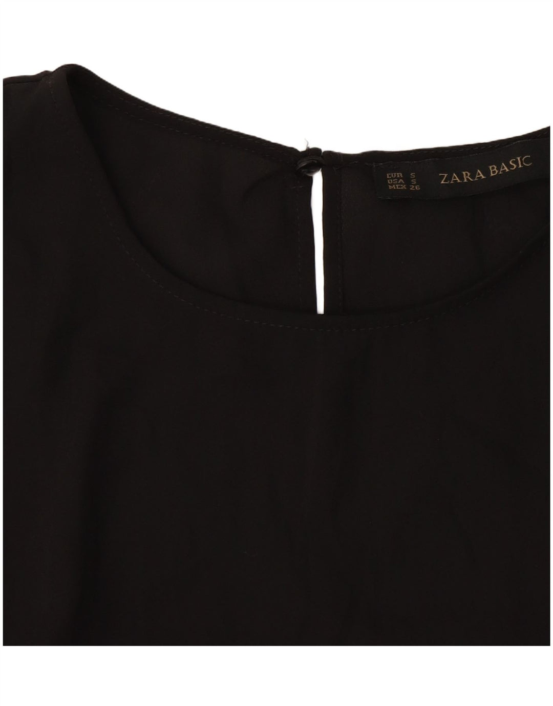 Zara Mujer Blusa Manga 3/4 Top UK 10 Small Negro