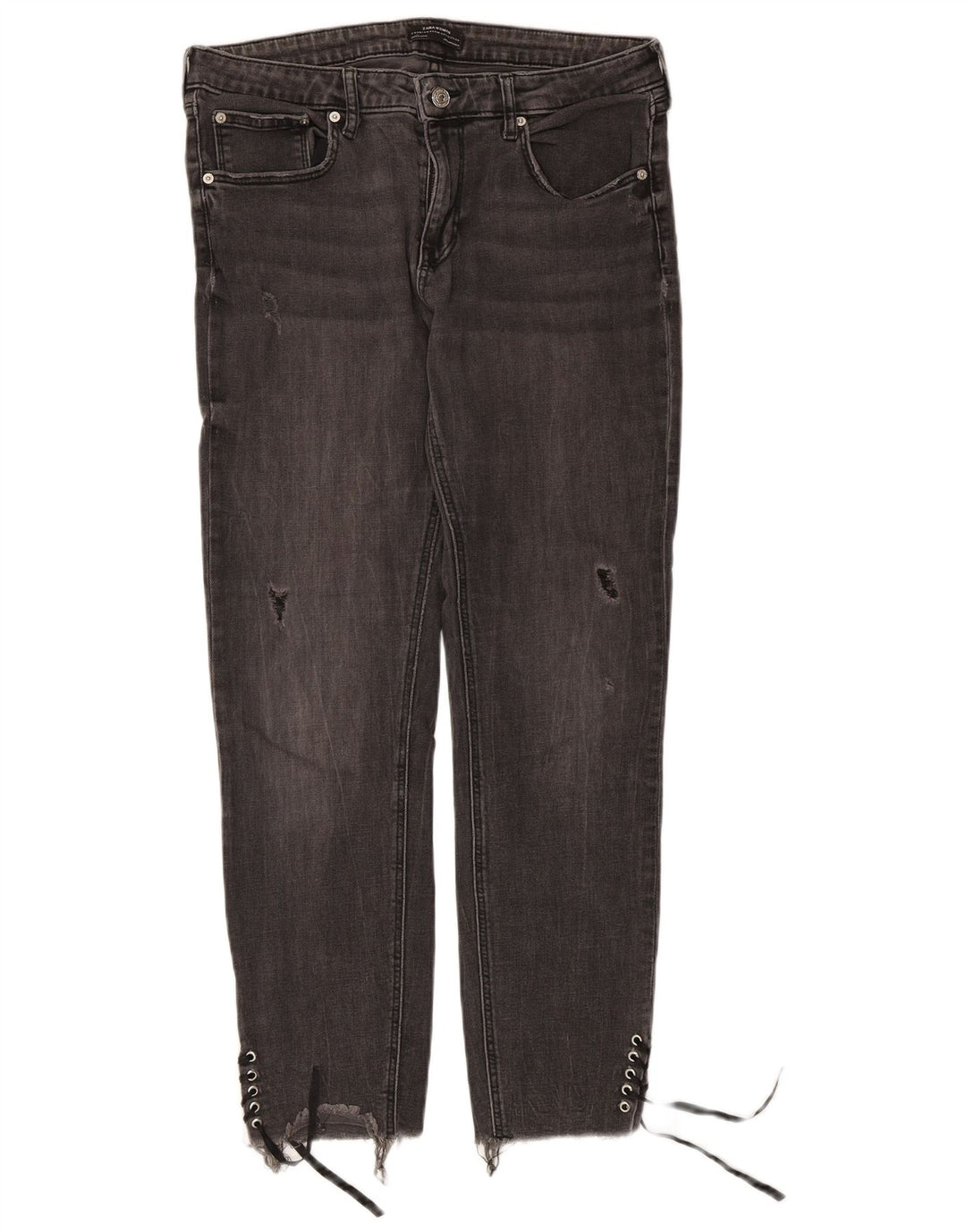 Zara Jeans Ajustados Desgastados para Mujer EU 44 XL W34 L27 Gris