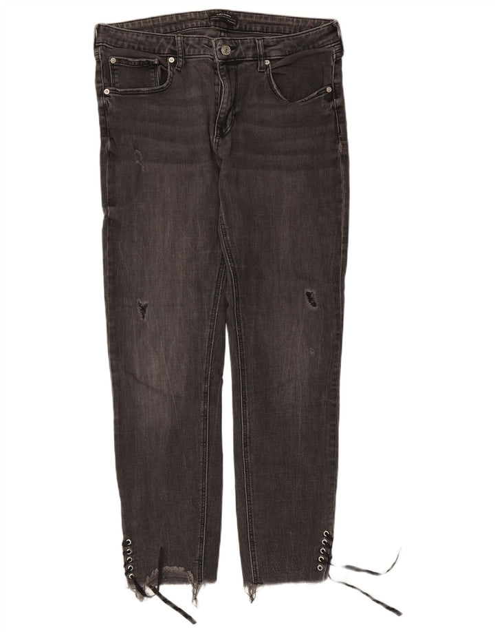 Zara Jeans Ajustados Desgastados para Mujer EU 44 XL W34 L27 Gris