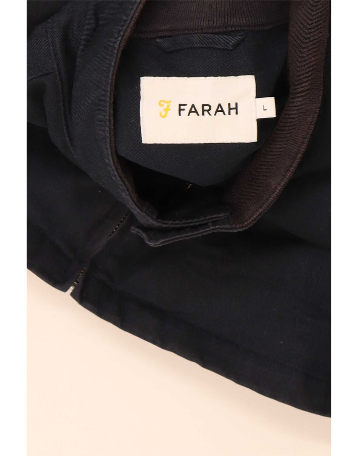 Farah Chaqueta Bomber para Hombre Reino Unido 40 Grande Algodón Azul Marino