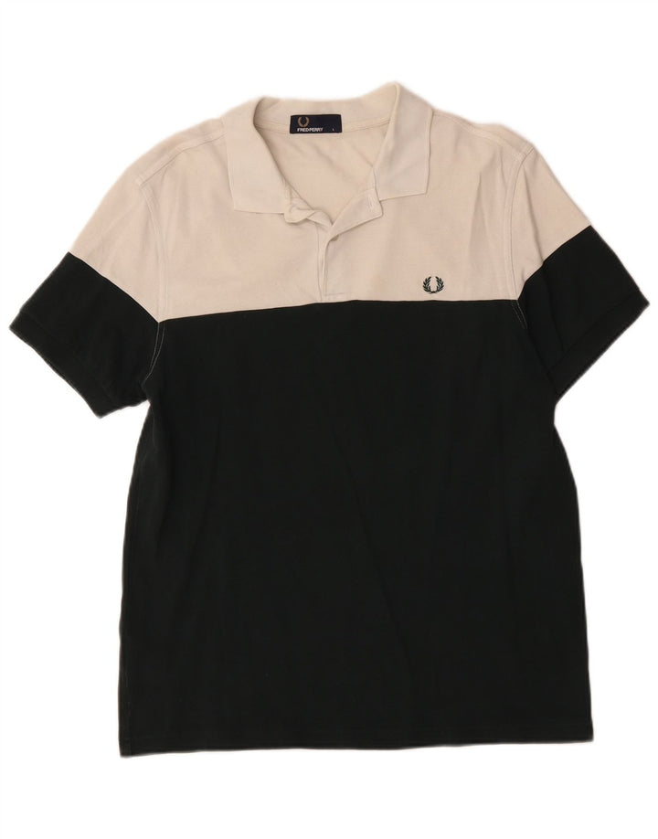 Fred Perry Polo Para Hombre De Algodón Color Block Blanco Grande