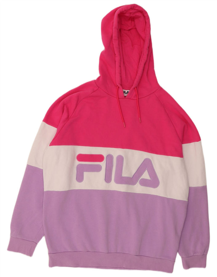 FILA Jersey con capucha gráfica para mujer UK 22 3XL Bloque de color multicolor