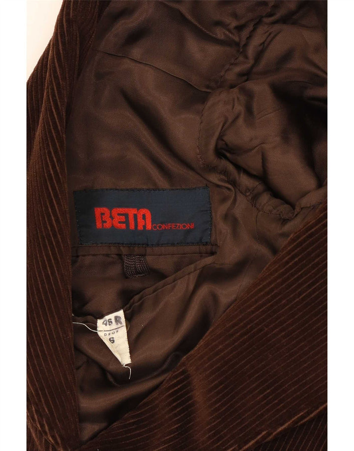 Beta Chaqueta tipo blazer de pana con 2 botones para hombre IT 46 Small Brown
