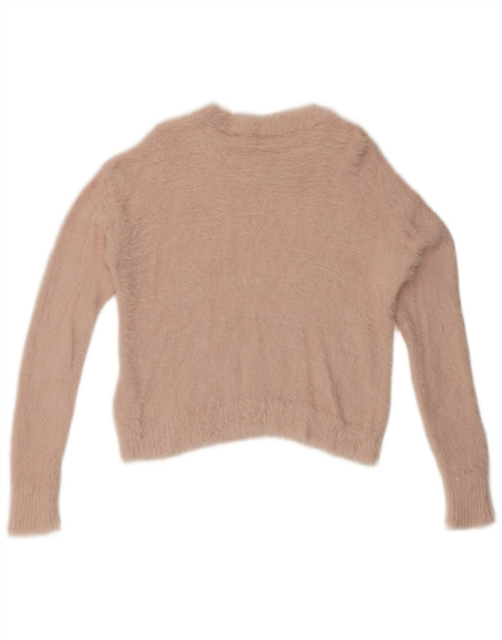 ZARA Mujer Crop Crew Neck Jumper Sweater UK 10 Small Rosa Poliamida