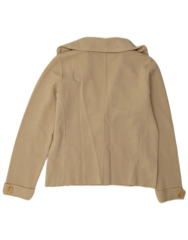 Hucke Chaqueta Blazer de Punto con 2 Botones para Mujer UK 44 Grande Lana Beige